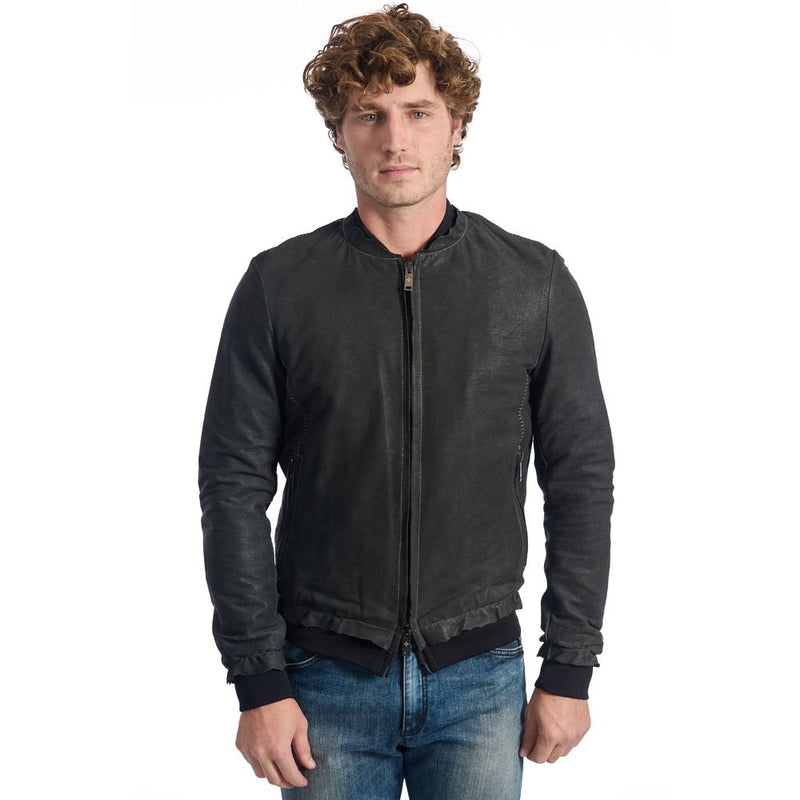 Gray Lambskin Men Jacket-Roberto Pepe Luxury-LabelTerrace.com
