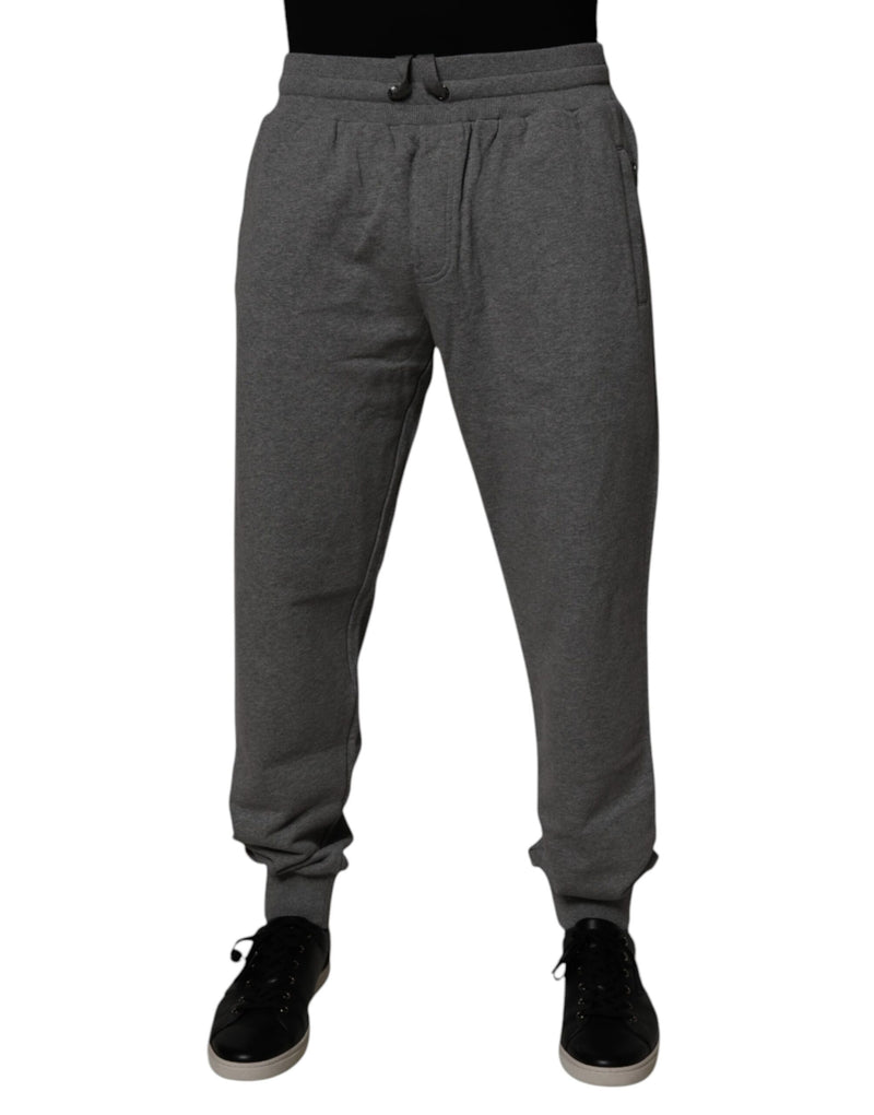 Gray Logo Cotton Jogger Men Sweatpants Pants-Dolce & Gabbana-LabelTerrace.com