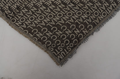 Gray Logo Knit Neck Wrap Shawl Scarf-Costume National-LabelTerrace.com