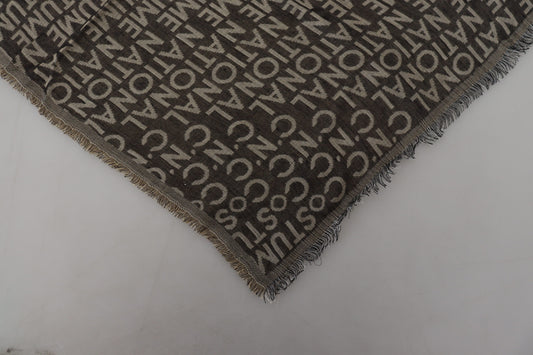 Gray Logo Knit Neck Wrap Shawl Scarf-Costume National-LabelTerrace.com