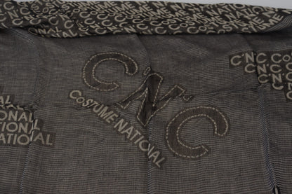 Gray Logo Knit Neck Wrap Shawl Scarf-Costume National-LabelTerrace.com