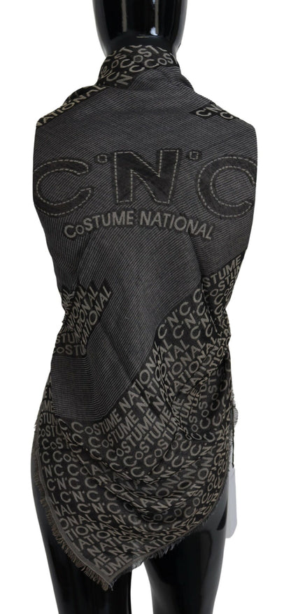 Gray Logo Knit Neck Wrap Shawl Scarf-Costume National-LabelTerrace.com