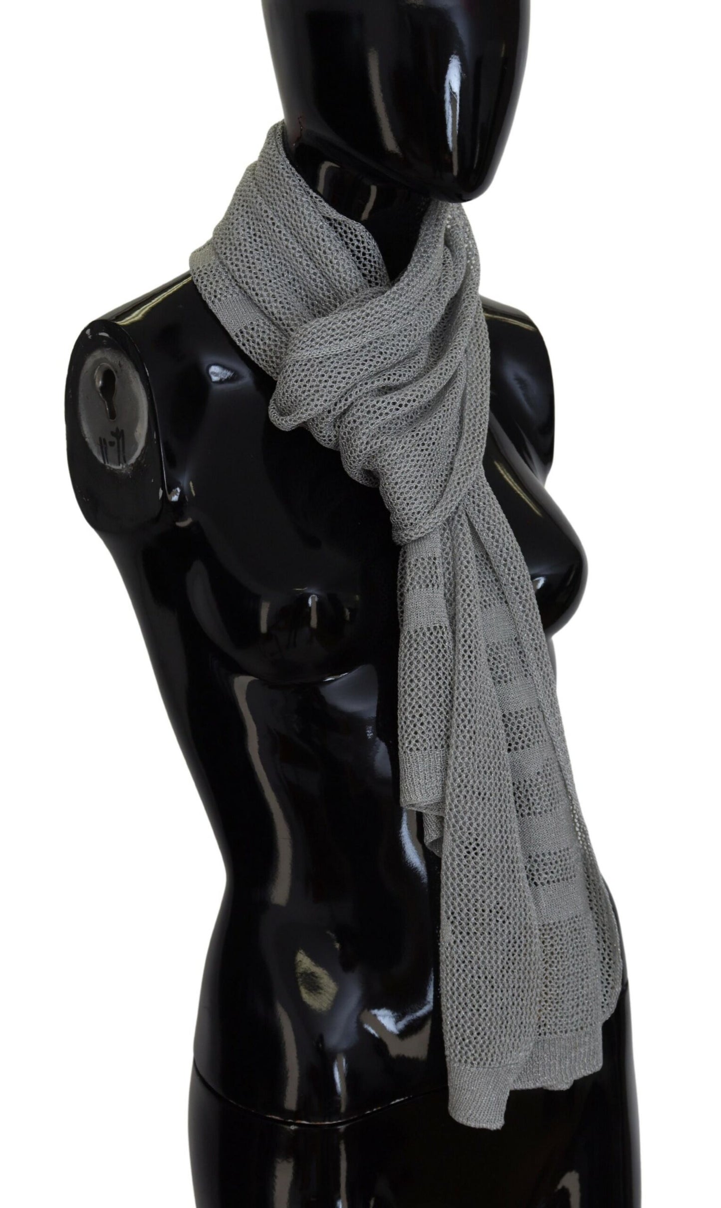 Gray Logo Knitted Neck Wrap Shawl Foulard Scarf-John Galliano-LabelTerrace.com