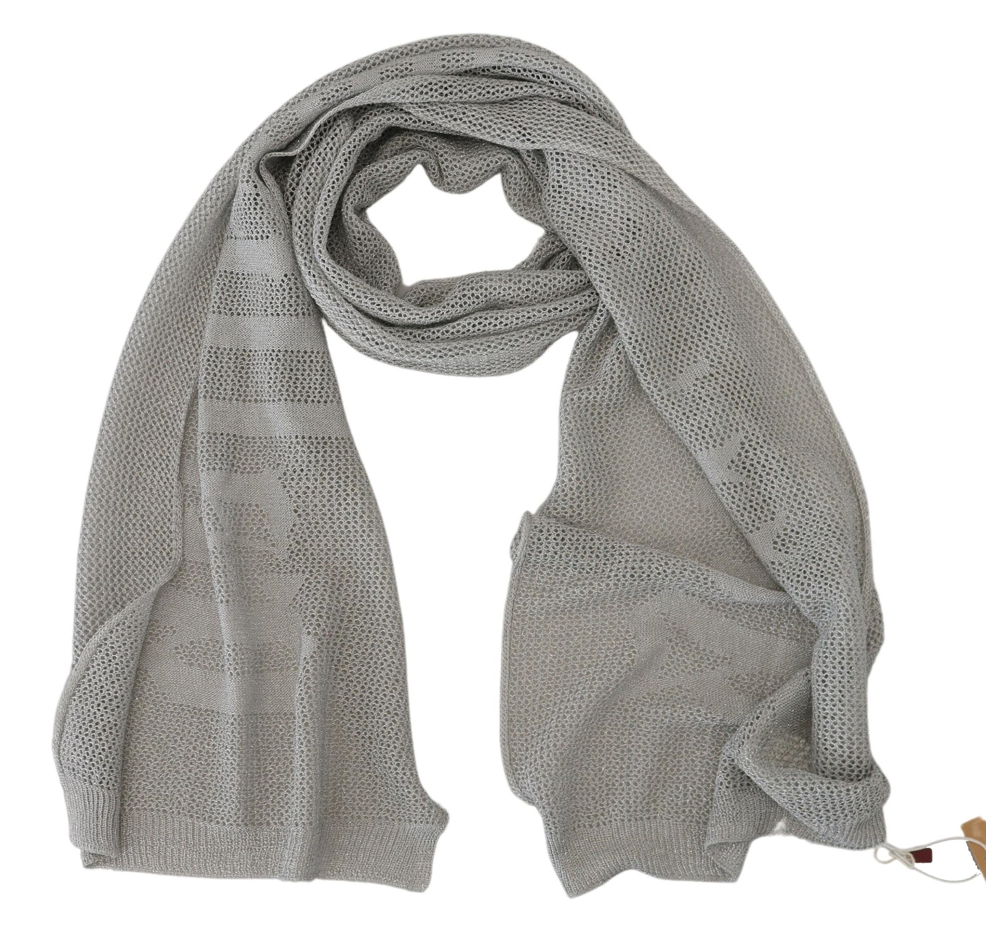 Gray Logo Knitted Neck Wrap Shawl Foulard Scarf-John Galliano-LabelTerrace.com