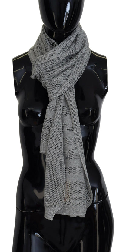 Gray Logo Knitted Neck Wrap Shawl Foulard Scarf-John Galliano-LabelTerrace.com