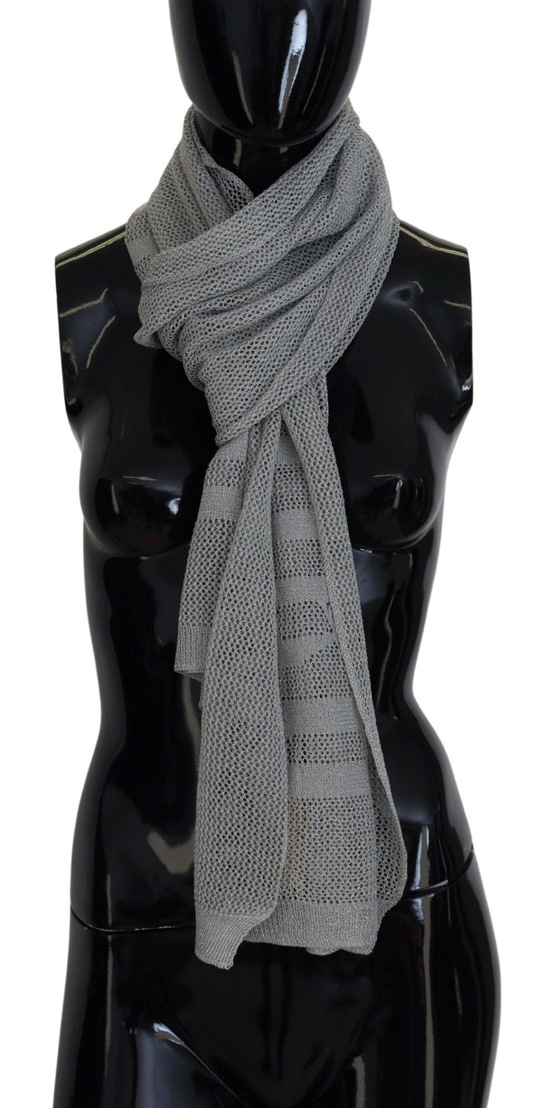 Gray Logo Knitted Neck Wrap Shawl Foulard Scarf-John Galliano-LabelTerrace.com