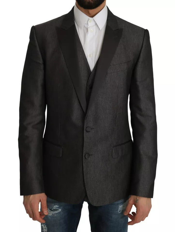 Gray MARTINI 2 Piece Vest Coat Blazer-Dolce & Gabbana-LabelTerrace.com