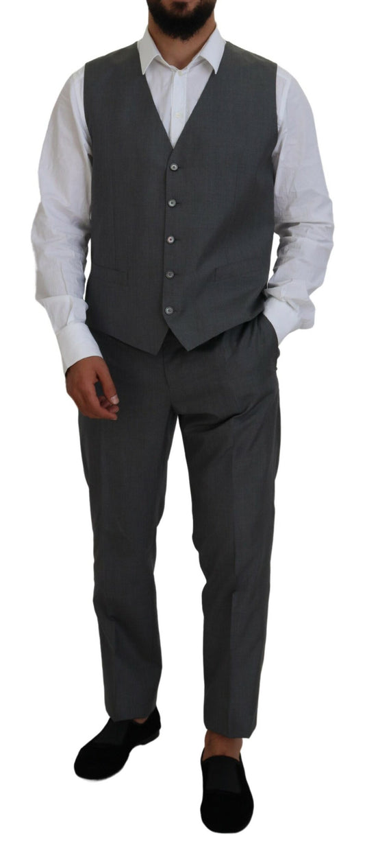 Gray MARTINI 3 Piece Slim Fit Suit-Dolce & Gabbana-LabelTerrace.com