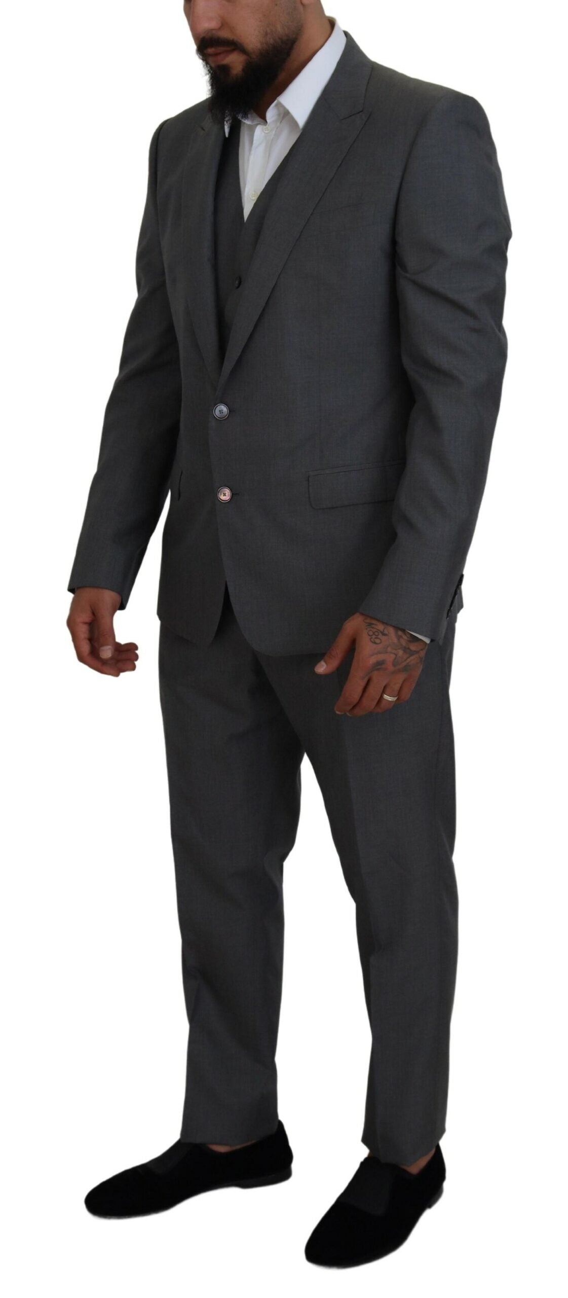 Gray MARTINI 3 Piece Slim Fit Suit-Dolce & Gabbana-LabelTerrace.com