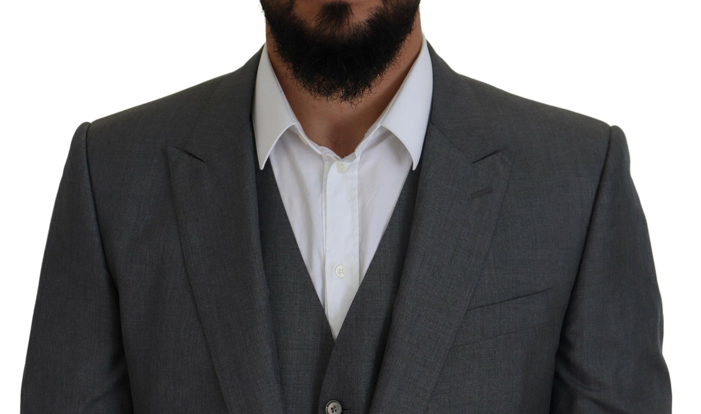 Gray MARTINI 3 Piece Slim Fit Suit-Dolce & Gabbana-LabelTerrace.com