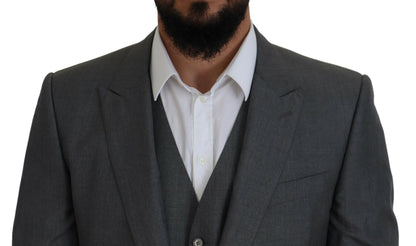 Gray MARTINI 3 Piece Slim Fit Suit-Dolce & Gabbana-LabelTerrace.com