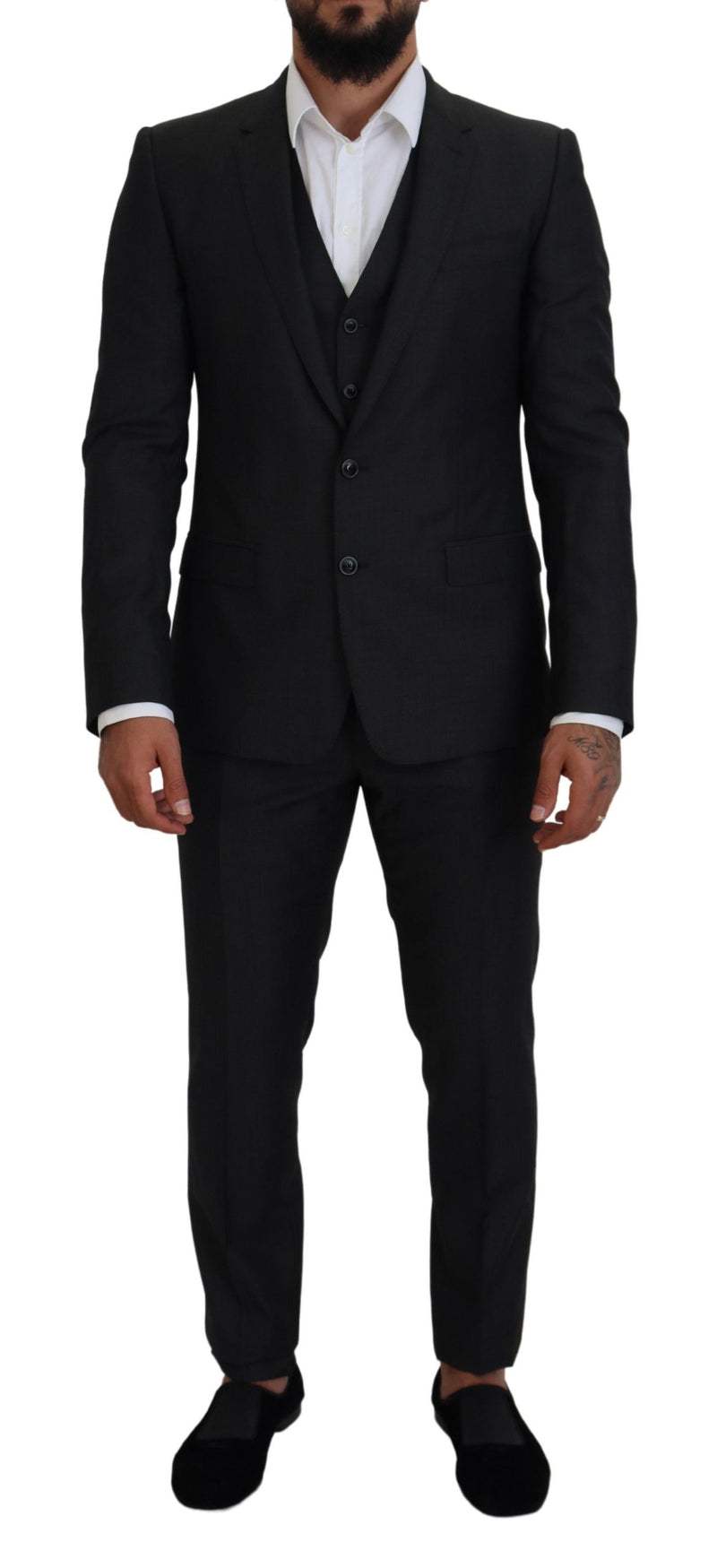 Gray MARTINI 3 Piece Slim Fit Suit-Dolce & Gabbana-LabelTerrace.com