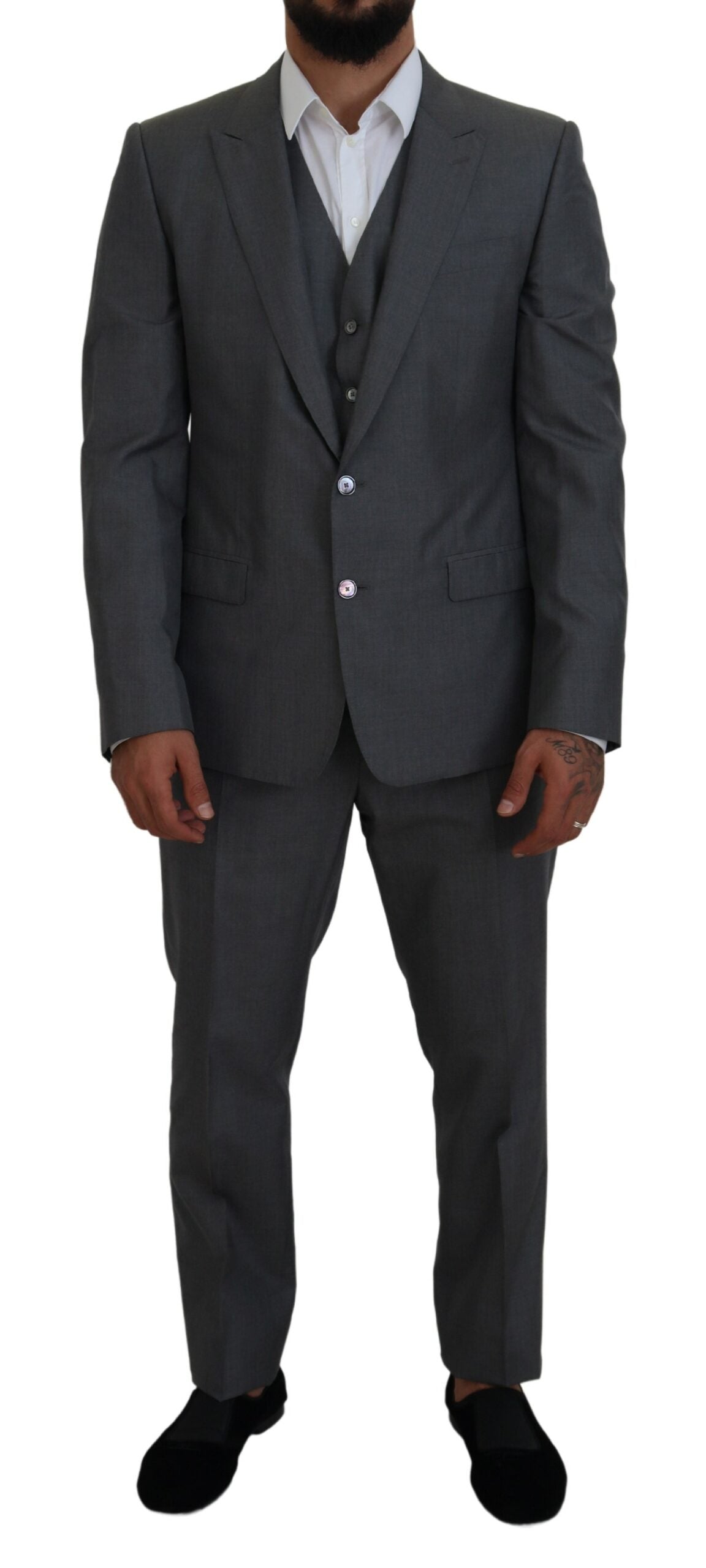 Gray MARTINI 3 Piece Slim Fit Suit-Dolce & Gabbana-LabelTerrace.com
