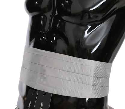 Gray Men Waist Belt 100% Silk Cummerbund-Dolce & Gabbana-LabelTerrace.com