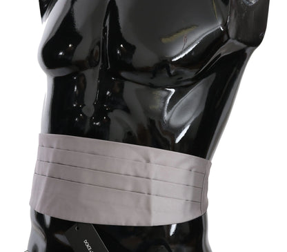 Gray Men Waist Belt 100% Silk Cummerbund-Dolce & Gabbana-LabelTerrace.com
