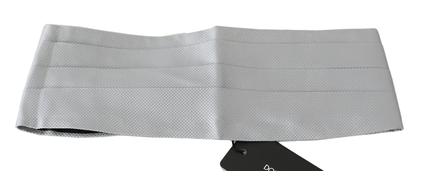Gray Men Waist Belt 100% Silk Cummerbund-Dolce & Gabbana-LabelTerrace.com