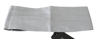 Gray Men Waist Belt 100% Silk Cummerbund-Dolce & Gabbana-LabelTerrace.com
