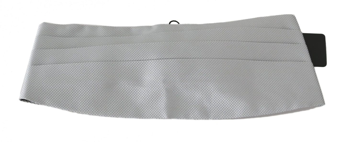 Gray Men Waist Belt 100% Silk Cummerbund-Dolce & Gabbana-LabelTerrace.com