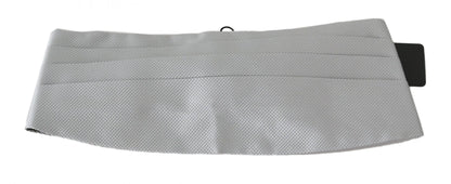 Gray Men Waist Belt 100% Silk Cummerbund-Dolce & Gabbana-LabelTerrace.com