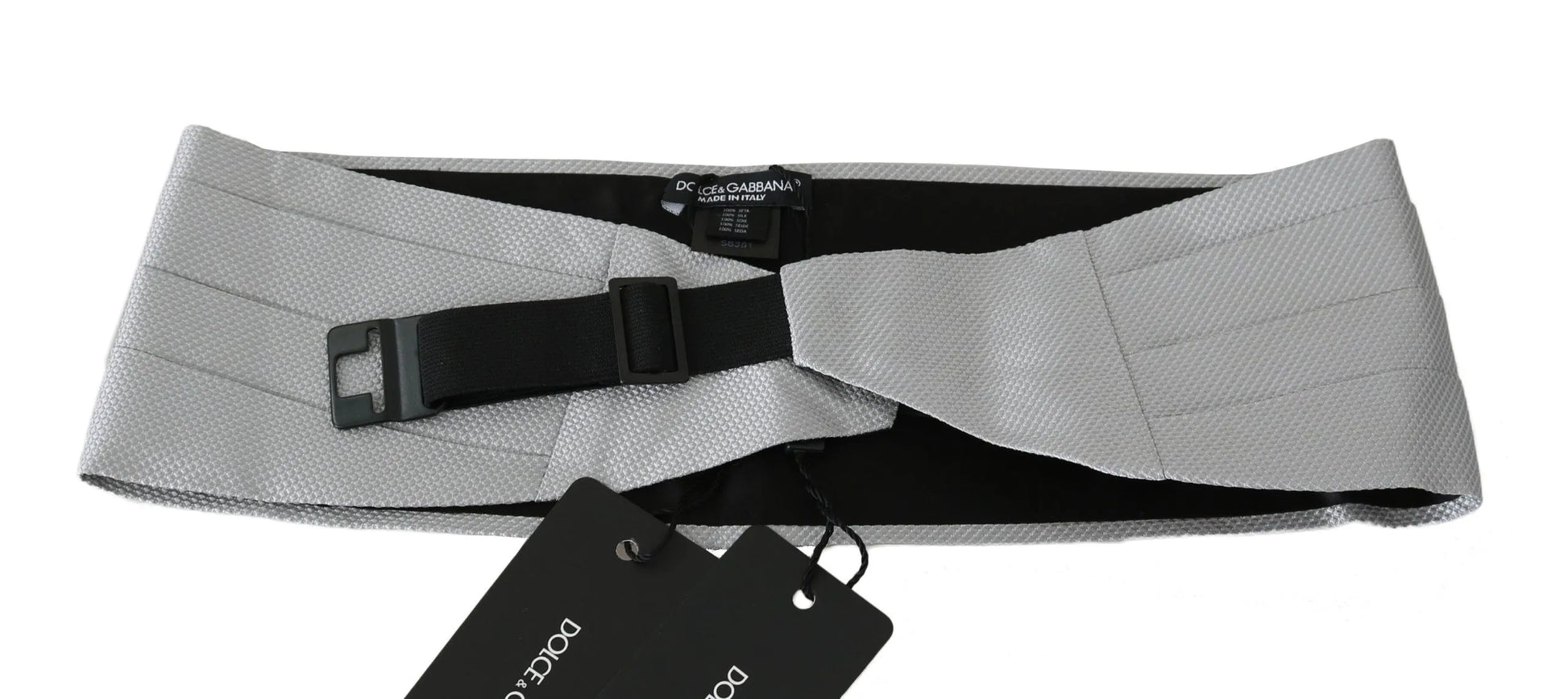 Gray Men Waist Belt 100% Silk Cummerbund-Dolce & Gabbana-LabelTerrace.com
