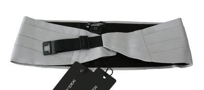 Gray Men Waist Belt 100% Silk Cummerbund-Dolce & Gabbana-LabelTerrace.com