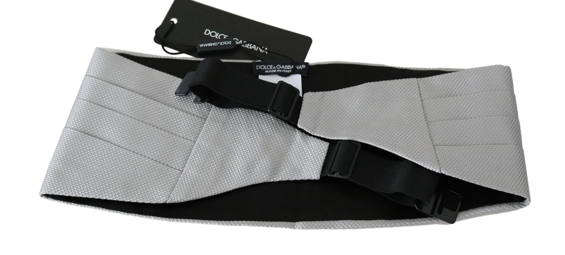 Gray Men Waist Belt 100% Silk Cummerbund-Dolce & Gabbana-LabelTerrace.com