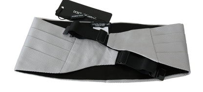 Gray Men Waist Belt 100% Silk Cummerbund-Dolce & Gabbana-LabelTerrace.com