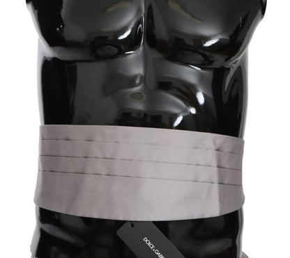 Gray Men Waist Belt 100% Silk Cummerbund-Dolce & Gabbana-LabelTerrace.com