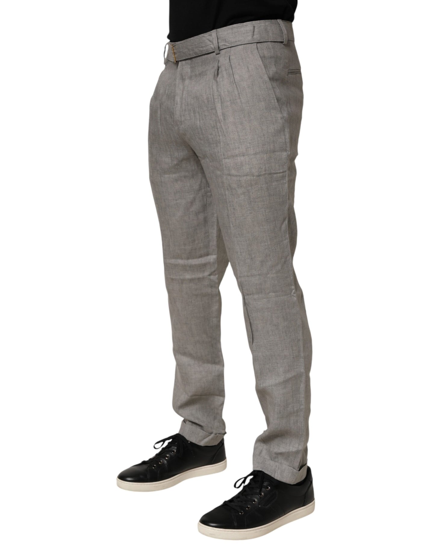 Gray Mid Waist Dress Formal Skinny Men Pants-Briglia 1949-LabelTerrace.com