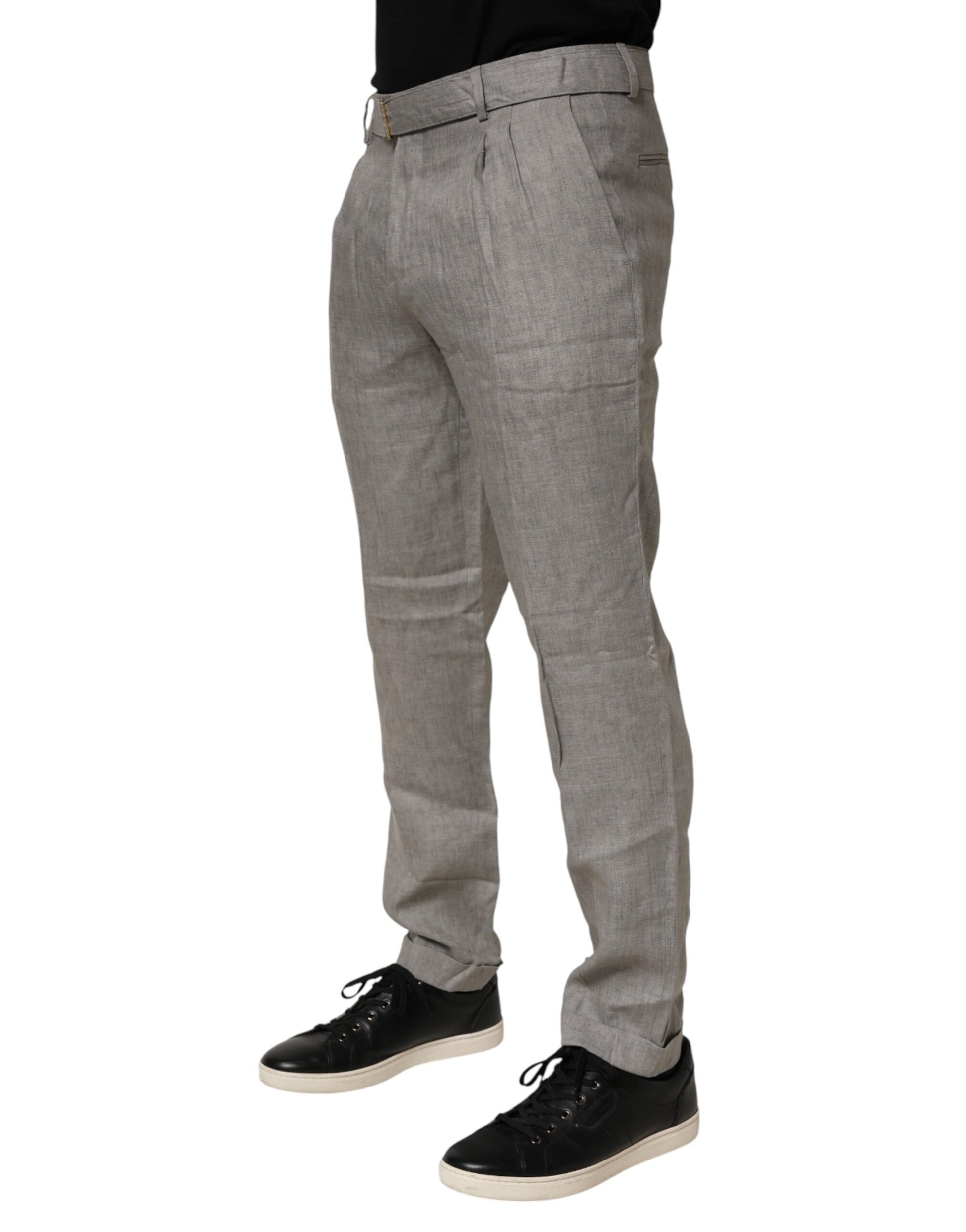 Gray Mid Waist Dress Formal Skinny Men Pants-Briglia 1949-LabelTerrace.com