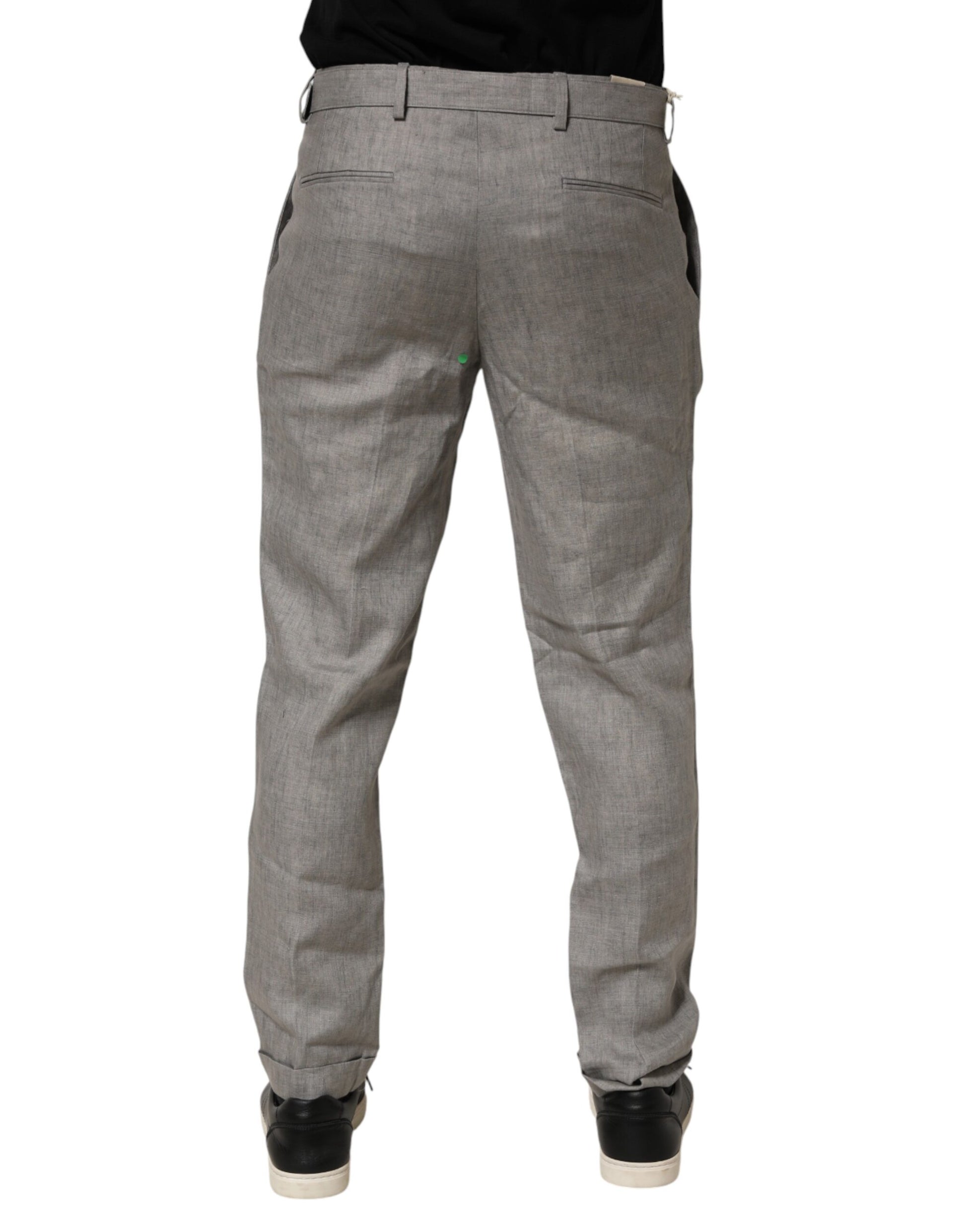Gray Mid Waist Dress Formal Skinny Men Pants-Briglia 1949-LabelTerrace.com