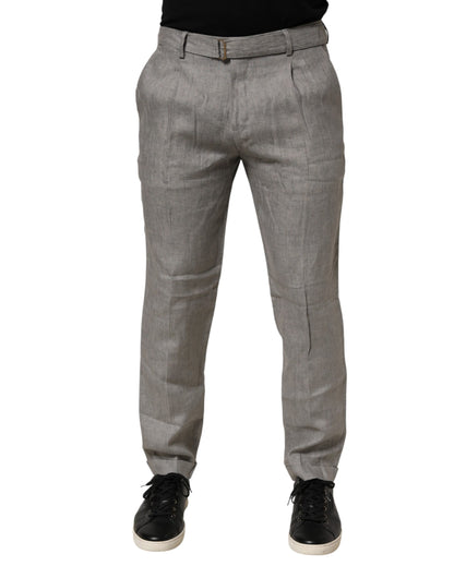 Gray Mid Waist Dress Formal Skinny Men Pants-Briglia 1949-LabelTerrace.com