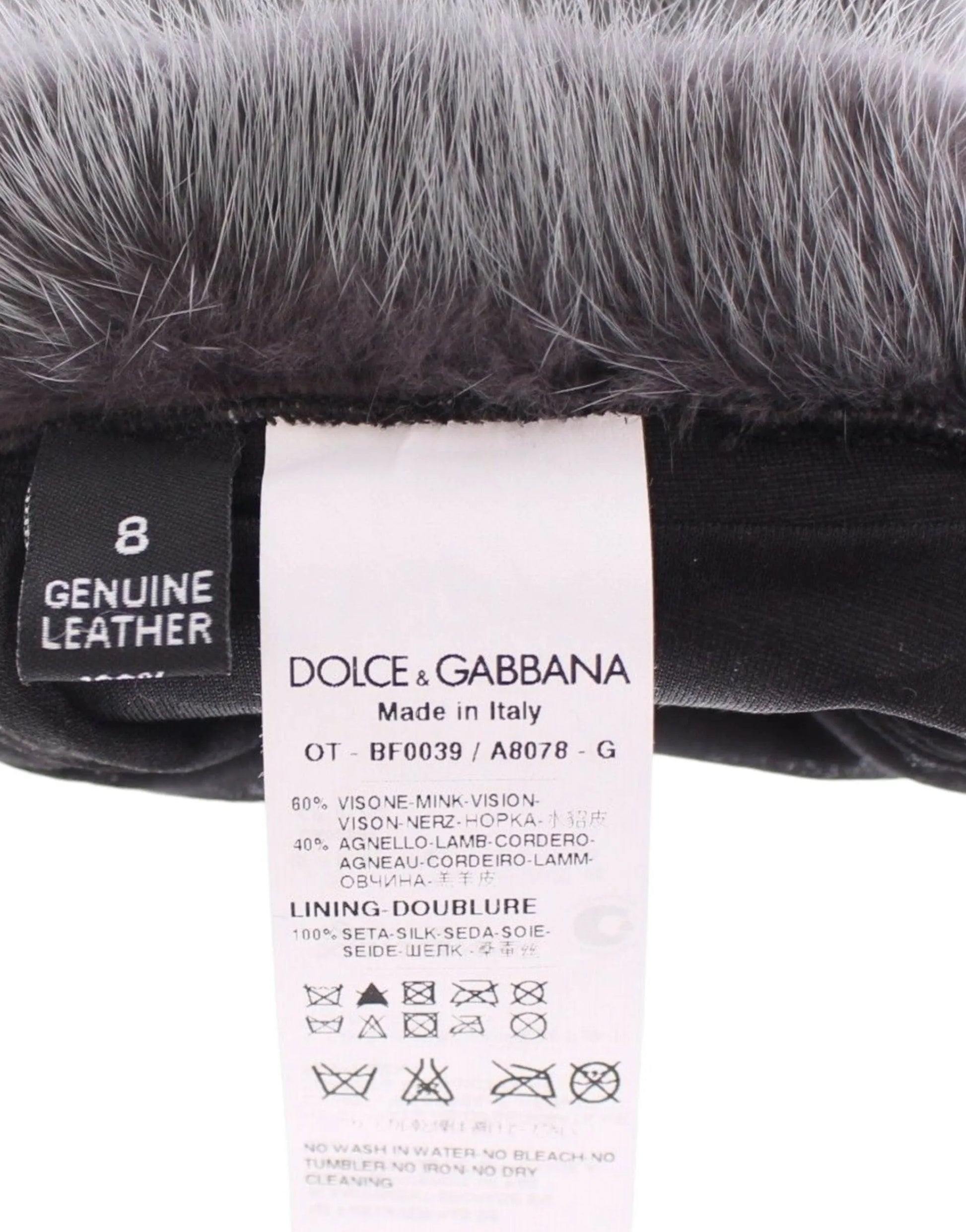 Gray Mink Fur Lambskin Suede Leather Gloves-Dolce & Gabbana-LabelTerrace.com