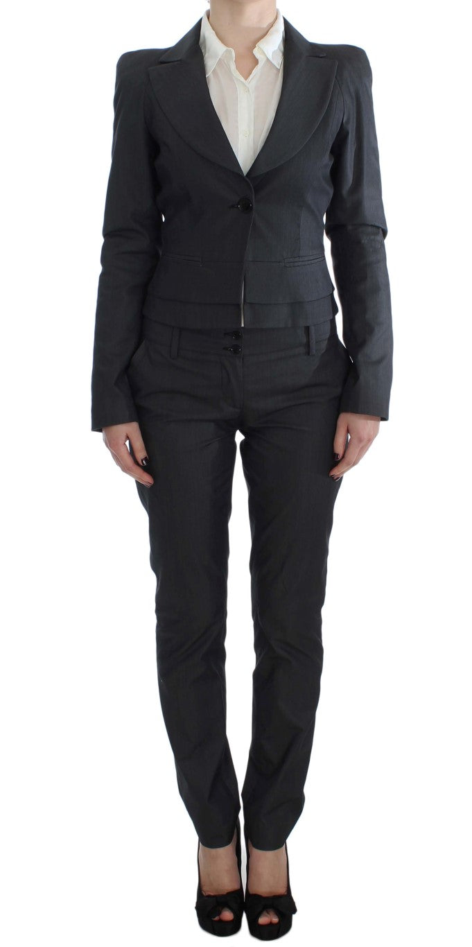 Gray One Button Two Piece Suit-Exte-LabelTerrace.com