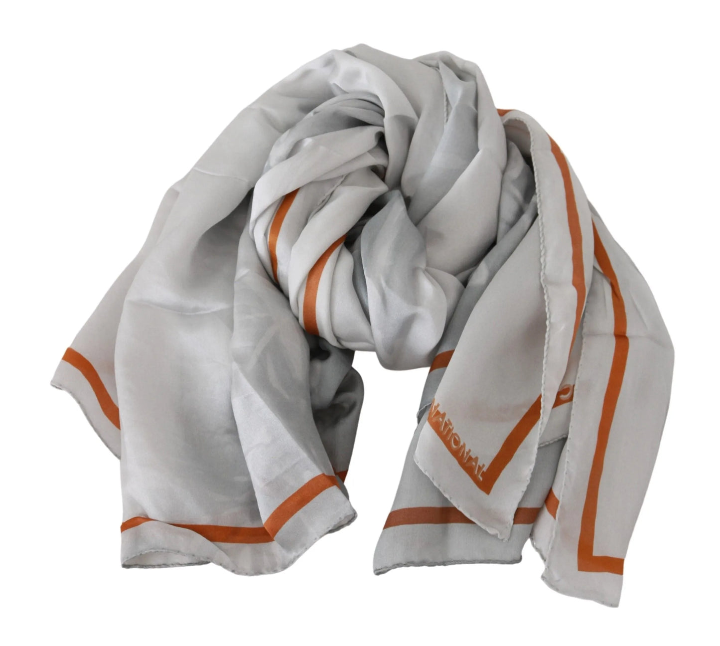 Gray Orange Silk Floral Foulard Wrap Scarf-Costume National-LabelTerrace.com