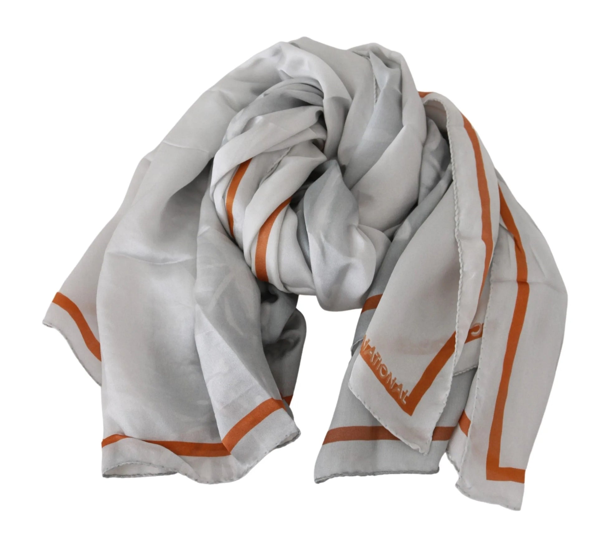Gray Orange Silk Floral Foulard Wrap Scarf-Costume National-LabelTerrace.com