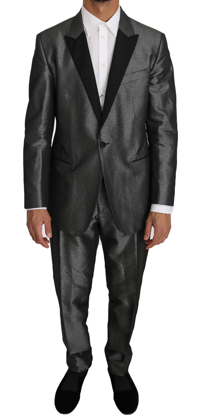 Gray Patterned MARTINI 2 Piece Suit-Dolce & Gabbana-LabelTerrace.com