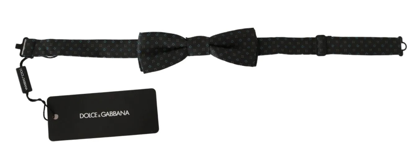 Gray Patterned Mens Necktie Papillon 100% Silk Bow Tie-Dolce & Gabbana-LabelTerrace.com