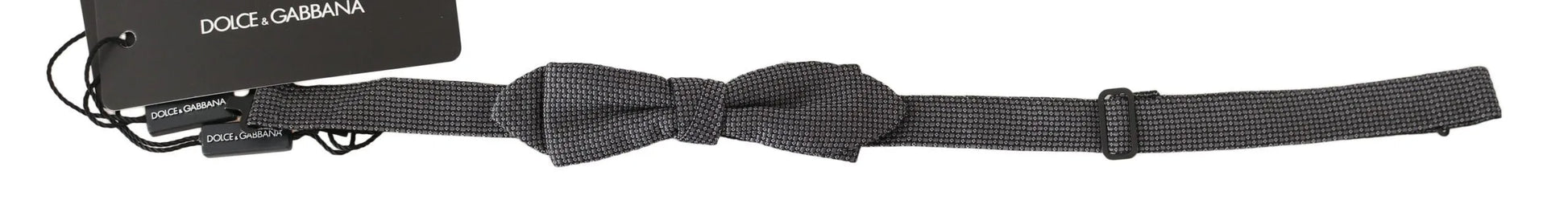 Gray Patterned Silk Adjustable Neck Bow Tie Papillon-Dolce & Gabbana-LabelTerrace.com