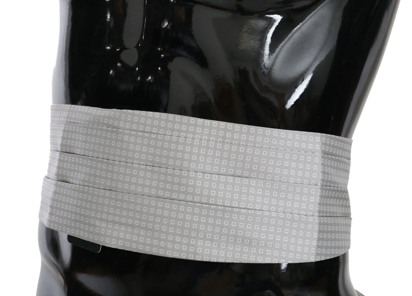 Gray Patterned Waist Belt Silk Cummerbund-Dolce & Gabbana-LabelTerrace.com
