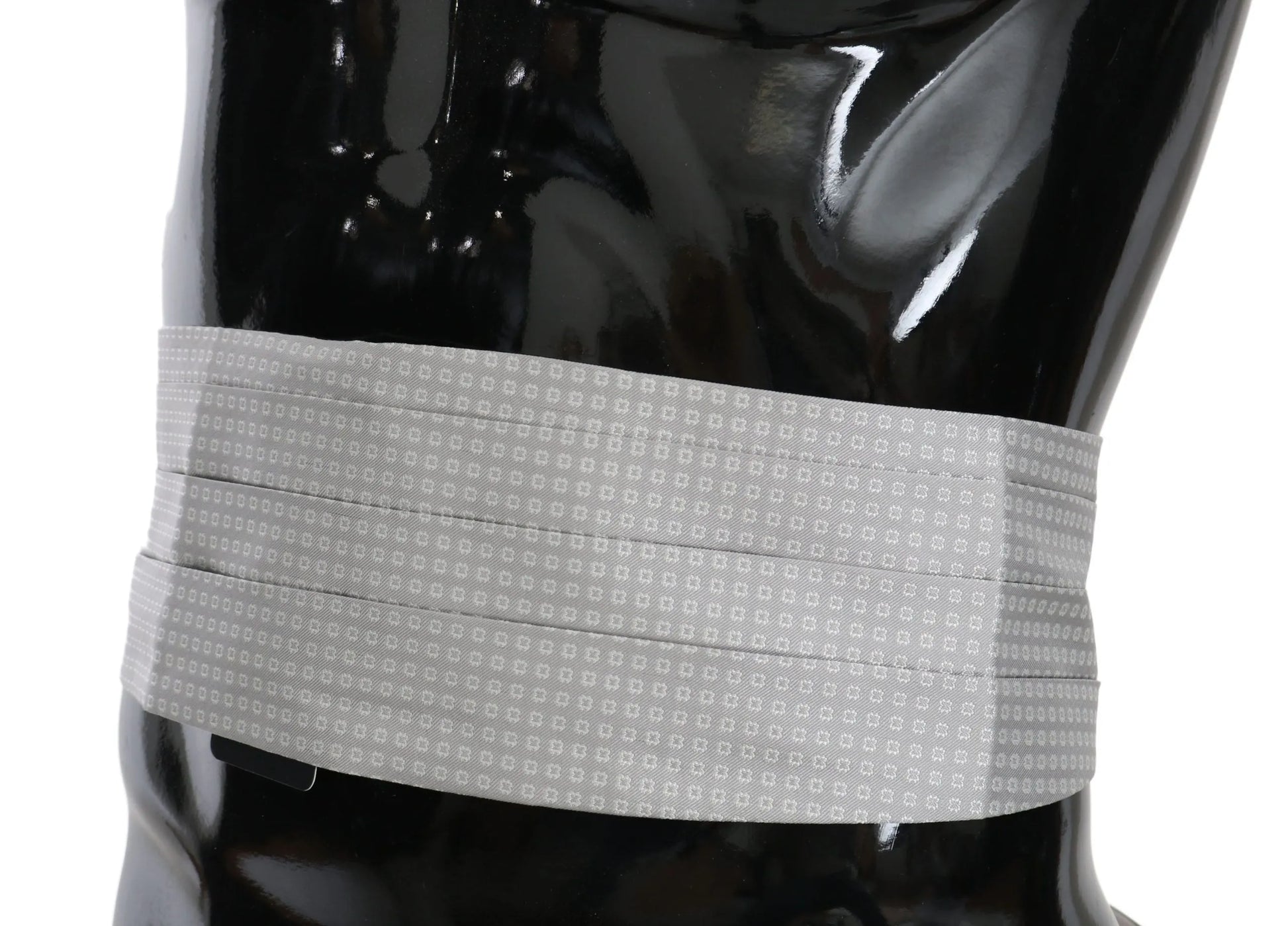 Gray Patterned Waist Belt Silk Cummerbund-Dolce & Gabbana-LabelTerrace.com