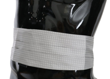 Gray Patterned Waist Belt Silk Cummerbund-Dolce & Gabbana-LabelTerrace.com