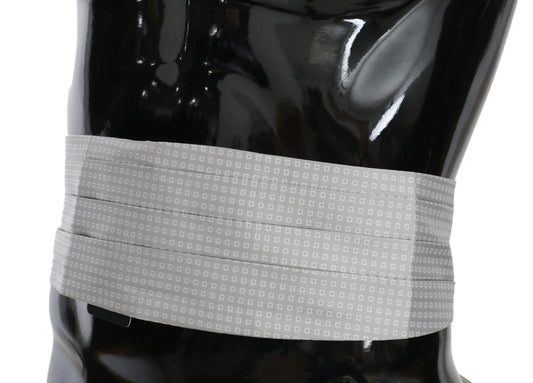 Gray Patterned Waist Belt Silk Cummerbund-Dolce & Gabbana-LabelTerrace.com