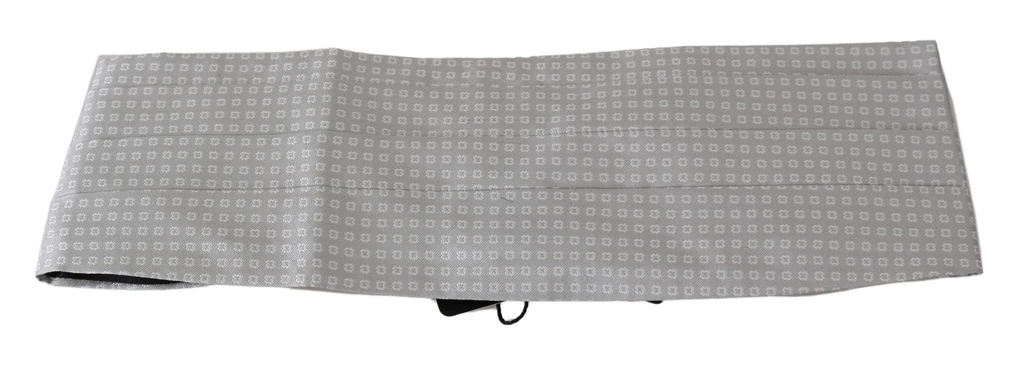 Gray Patterned Waist Belt Silk Cummerbund-Dolce & Gabbana-LabelTerrace.com