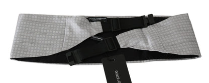 Gray Patterned Waist Belt Silk Cummerbund-Dolce & Gabbana-LabelTerrace.com