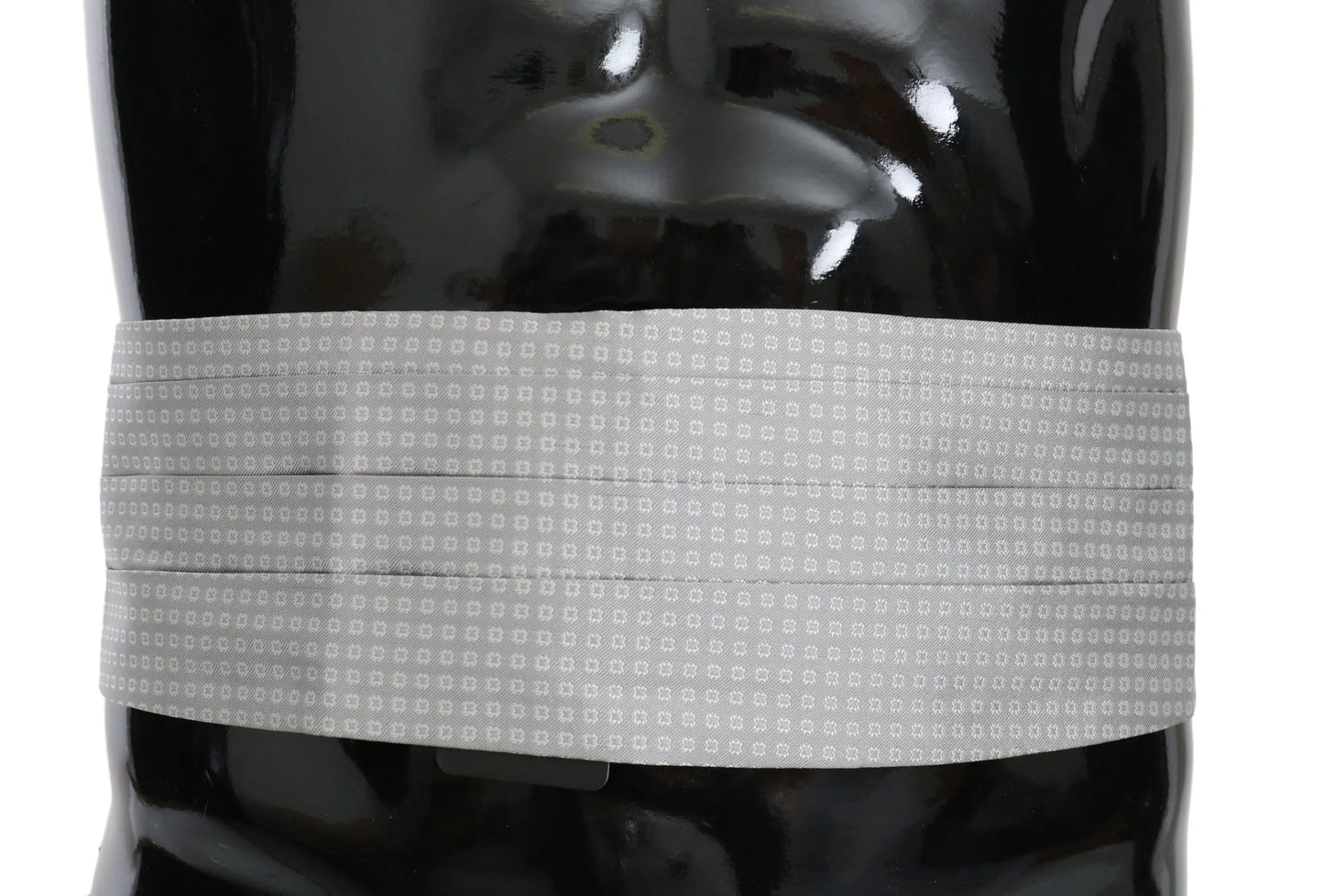 Gray Patterned Waist Belt Silk Cummerbund-Dolce & Gabbana-LabelTerrace.com