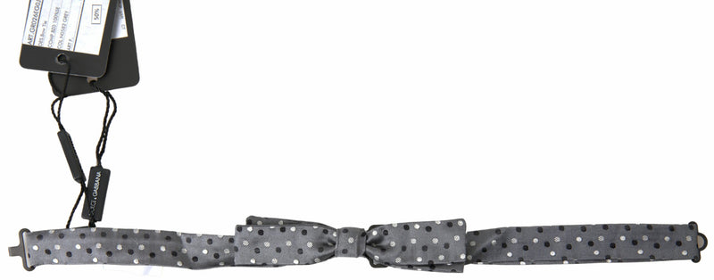 Gray Polka Dot Silk Adjustable Men Neck Papillon Bow Tie-Dolce & Gabbana-LabelTerrace.com