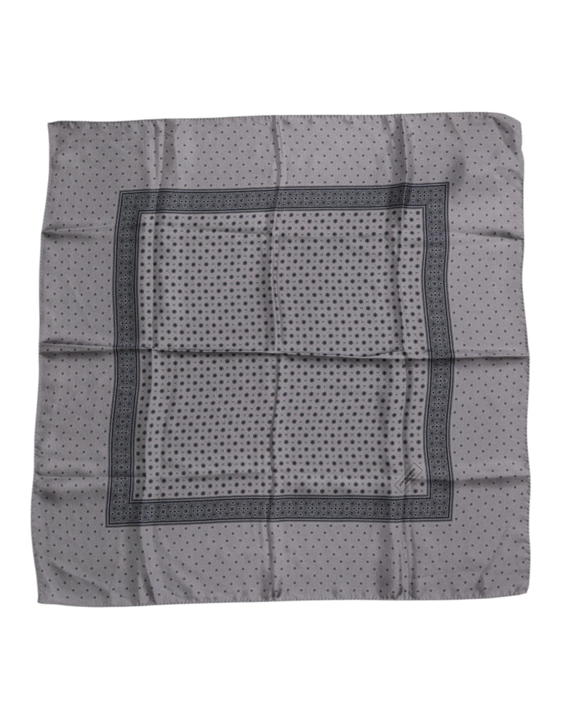 Gray Polka Dot Silk Square Men Foulard Scarf-Dolce & Gabbana-LabelTerrace.com