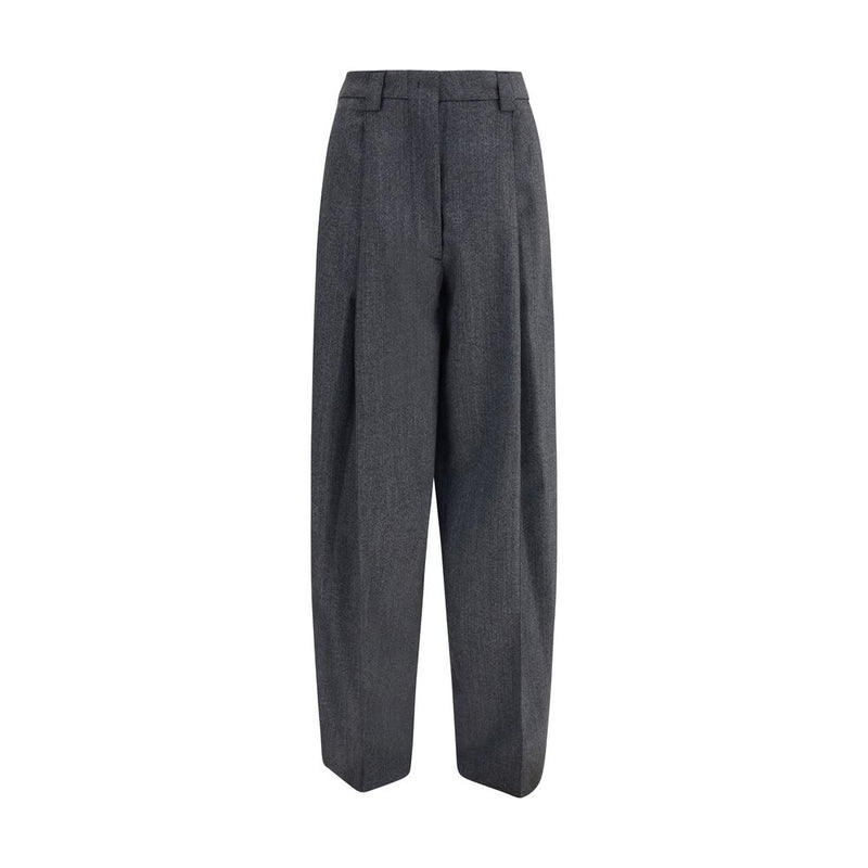 Gray Polyester Casual Pants