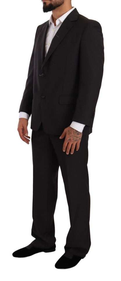 Gray Polyester Single Breasted Formal Suit-Domenico Tagliente-LabelTerrace.com